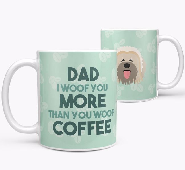 'Dad I woof you more than you woof coffee' Mug with {breedFullName} Icon