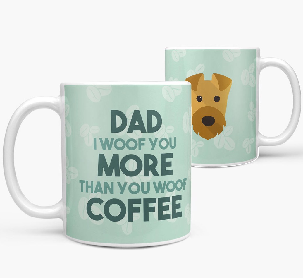 'Dad I woof you more than you woof coffee' Mug with {breedFullName} Yappicon both views