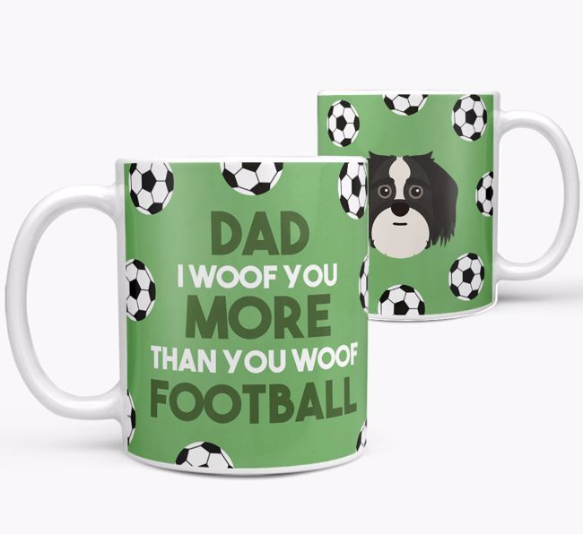 'Dad I woof you more than you woof football' Mug with {breedFullName} icon