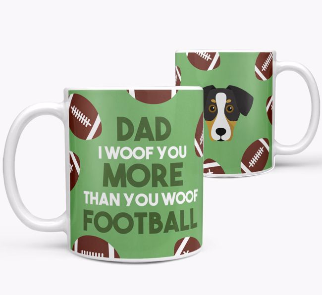 'Dad I woof you more than you woof football' Mug with {breedFullName} icon