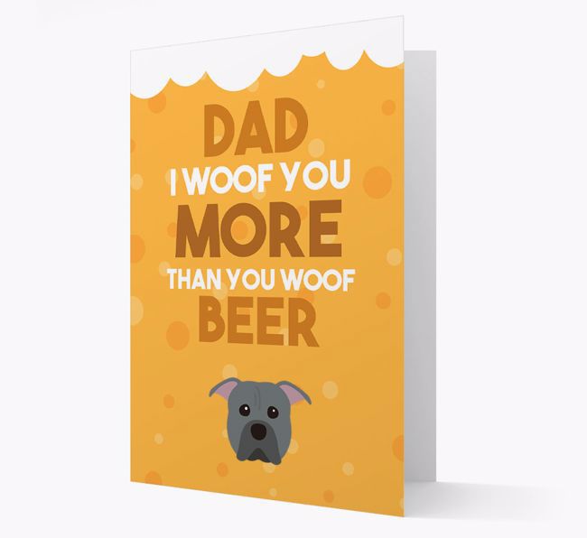 'Woof you more than you woof Beer' Card with {breedFullName} Icon