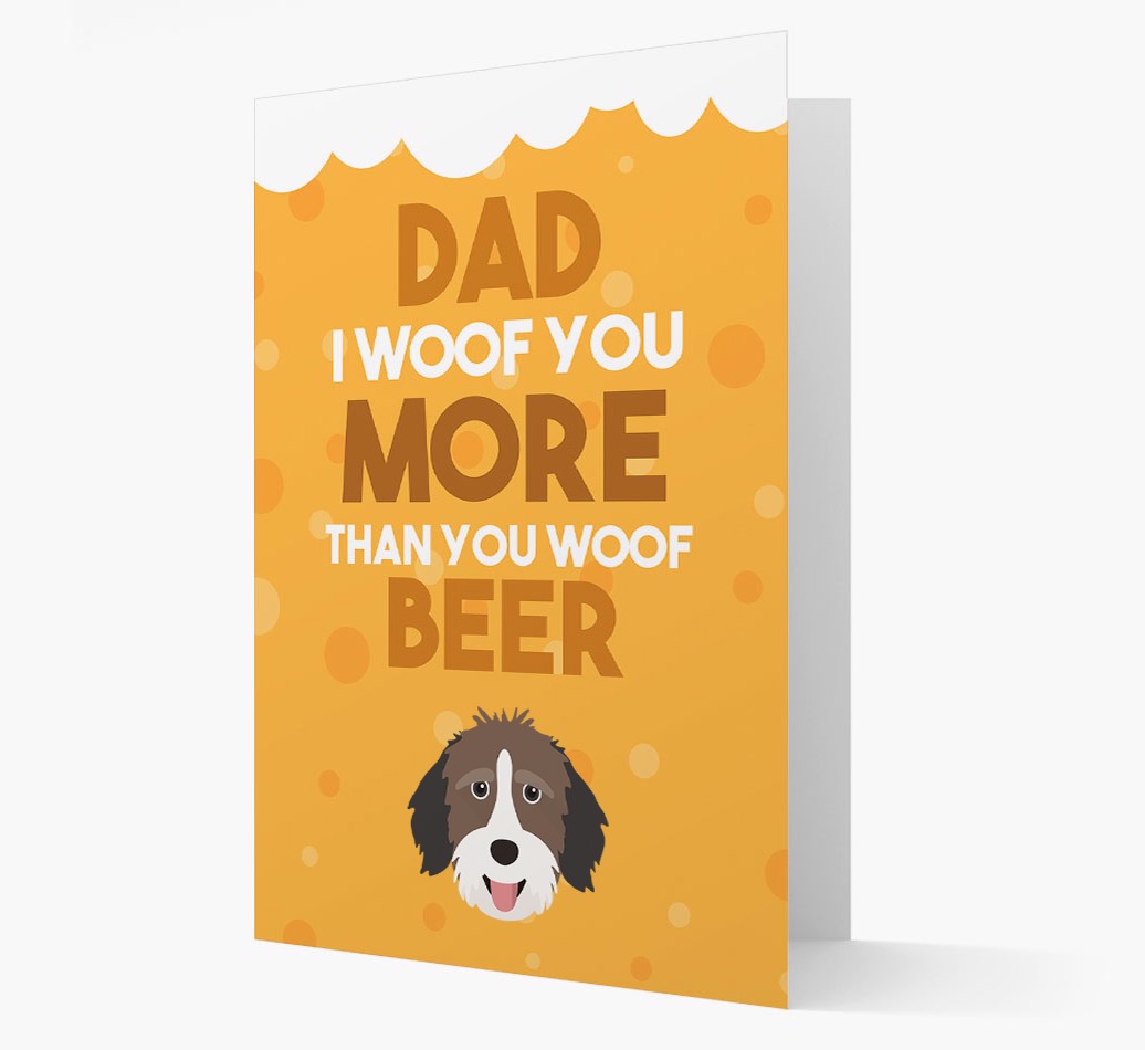 'Woof You More Than You Woof Beer' - Personalised {breedFullName} Card- front