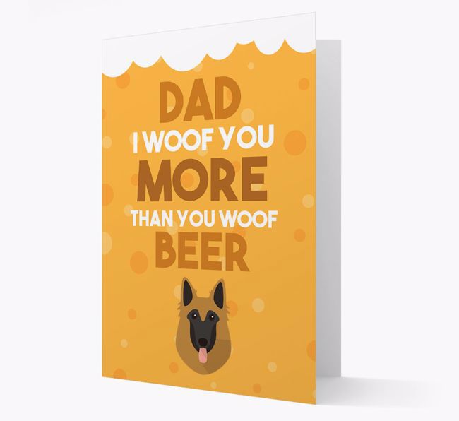 'Woof you more than you woof Beer' Card with {breedFullName} Icon