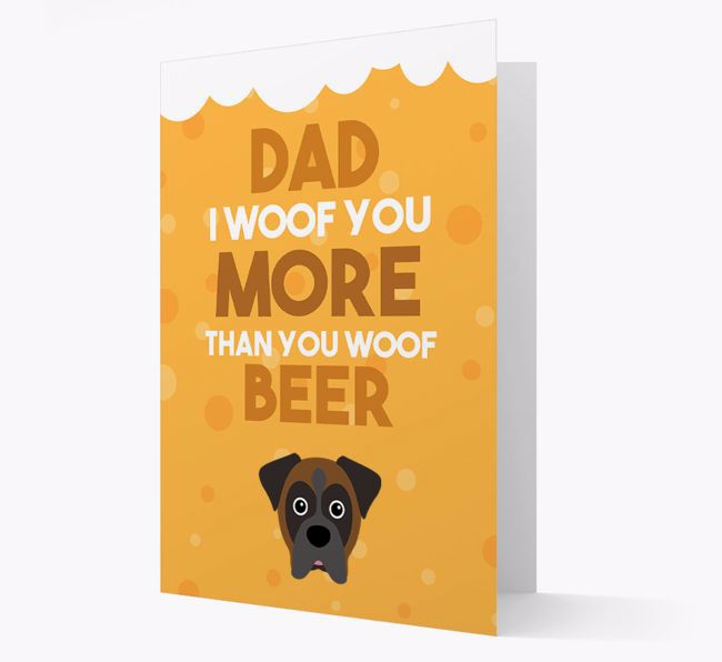 'Woof you more than you woof Beer' Card with {breedFullName} Icon