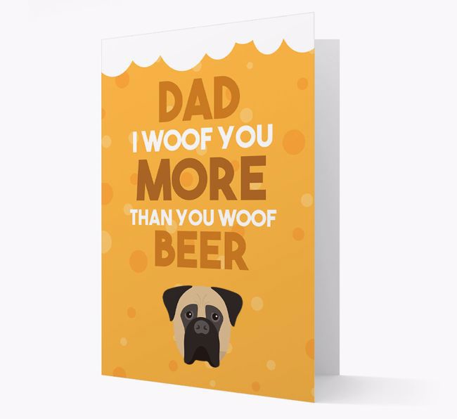 'Woof you more than you woof Beer' Card with {breedFullName} Icon