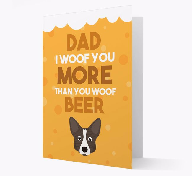 'Woof you more than you woof Beer' Card with {breedFullName} Icon