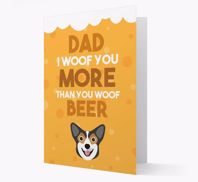 'Woof you more than you woof Beer' Card with {breedFullName} Icon