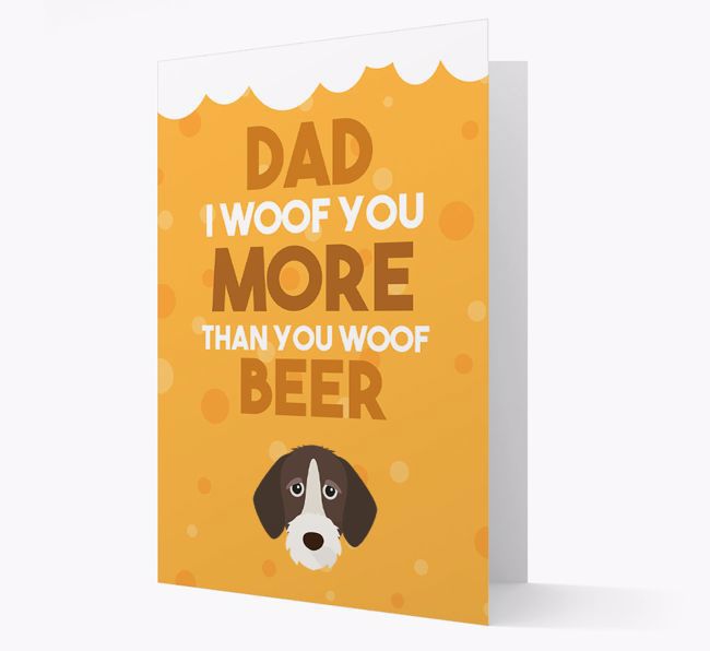 'Woof you more than you woof Beer' Card with {breedFullName} Icon