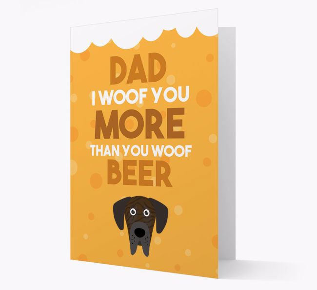 'Woof you more than you woof Beer' Card with {breedFullName} Icon