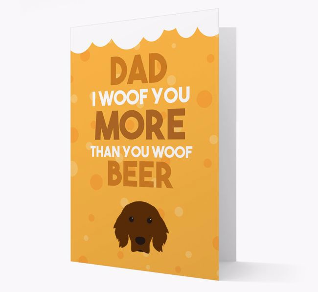 'Woof you more than you woof Beer' Card with {breedFullName} Icon