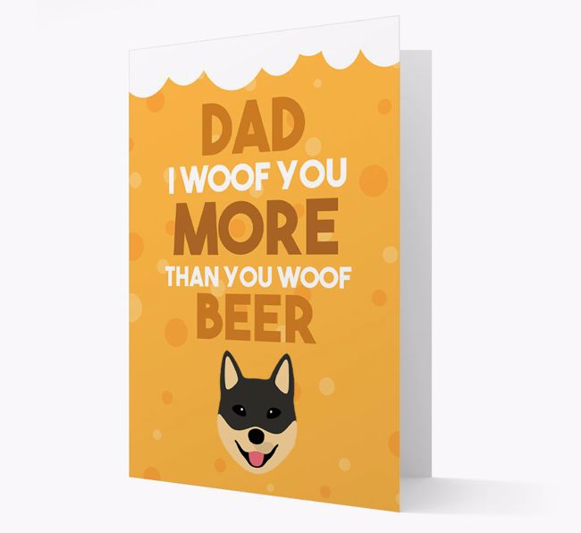 'Woof you more than you woof Beer' Card with {breedFullName} Icon