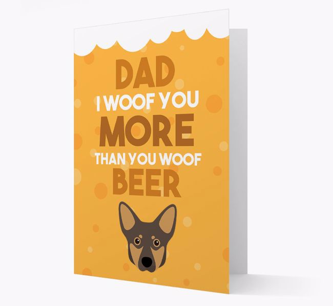 'Woof you more than you woof Beer' Card with {breedFullName} Icon