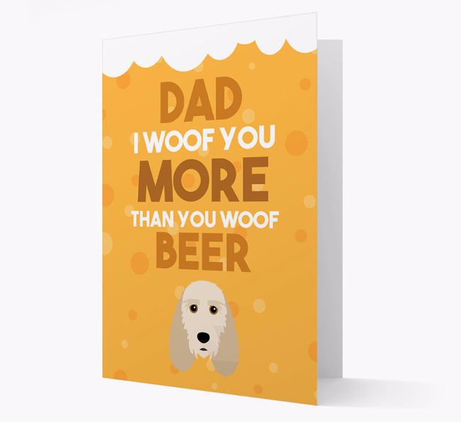 'Woof you more than you woof Beer' Card with {breedFullName} Icon