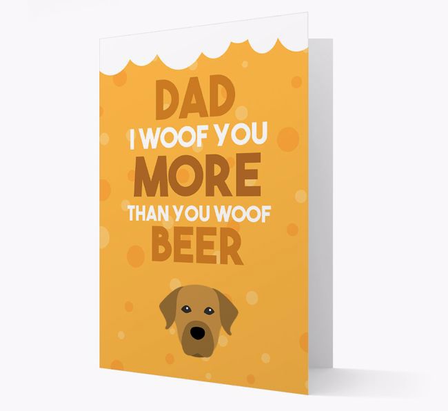 'Woof you more than you woof Beer' Card with {breedFullName} Icon