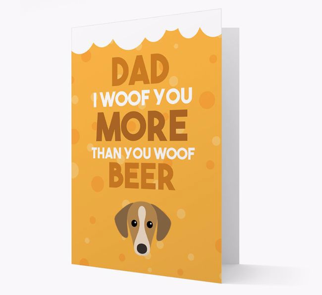 'Woof you more than you woof Beer' Card with {breedFullName} Icon