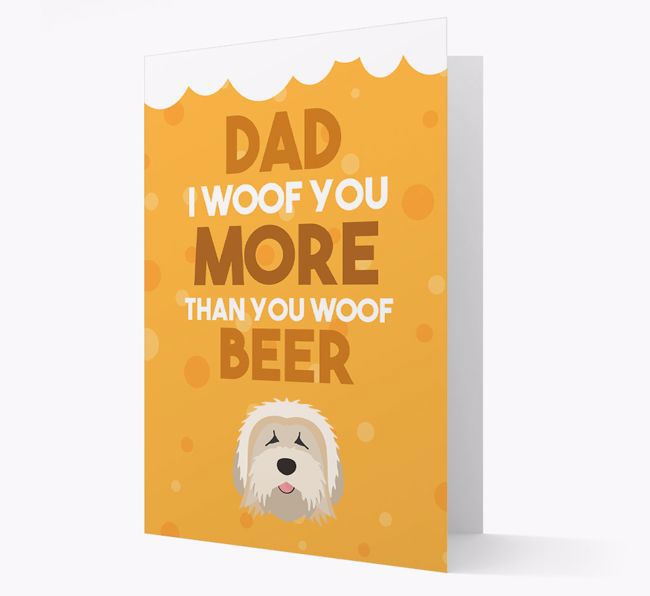 'Woof you more than you woof Beer' Card with {breedFullName} Icon