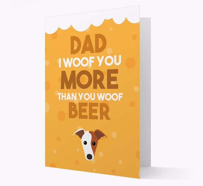 'Woof you more than you woof Beer' Card with {breedFullName} Icon