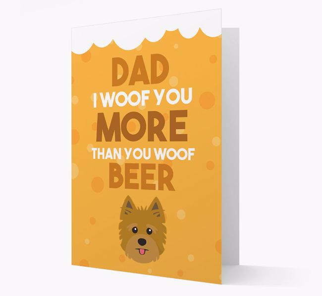 'Woof you more than you woof Beer' Card with {breedFullName} Icon