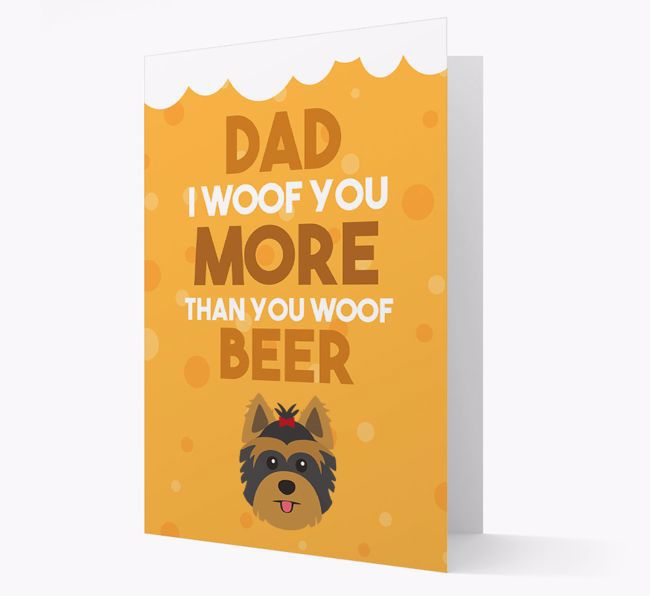 'Woof you more than you woof Beer' Card with {breedFullName} Icon