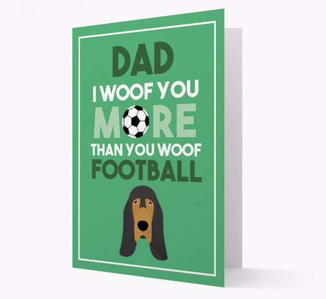 'Woof you more than you woof Football' Card with {breedFullName} Icon