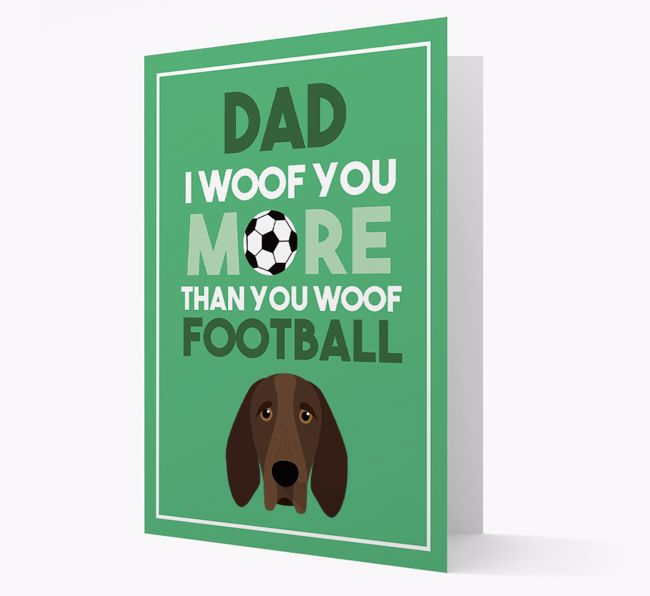 'Woof you more than you woof Football' Card with {breedFullName} Icon