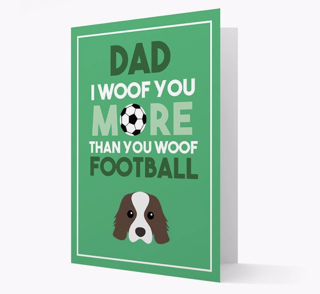 'Woof you more than you woof Football' Card with {breedFullName} Icon