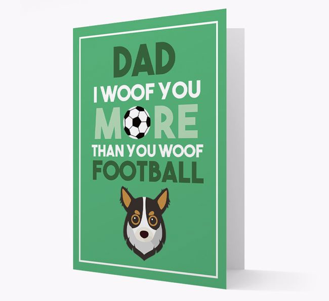 'Woof you more than you woof Football' Card with {breedFullName} Icon