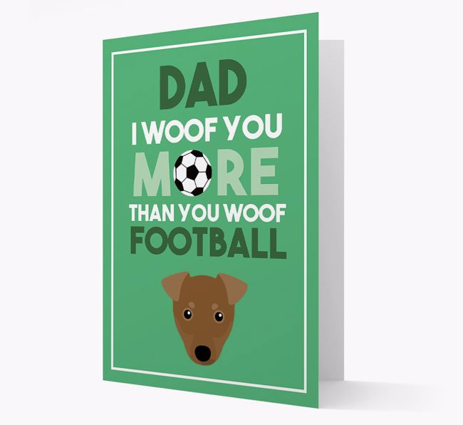 'Woof you more than you woof Football' Card with {breedFullName} Icon