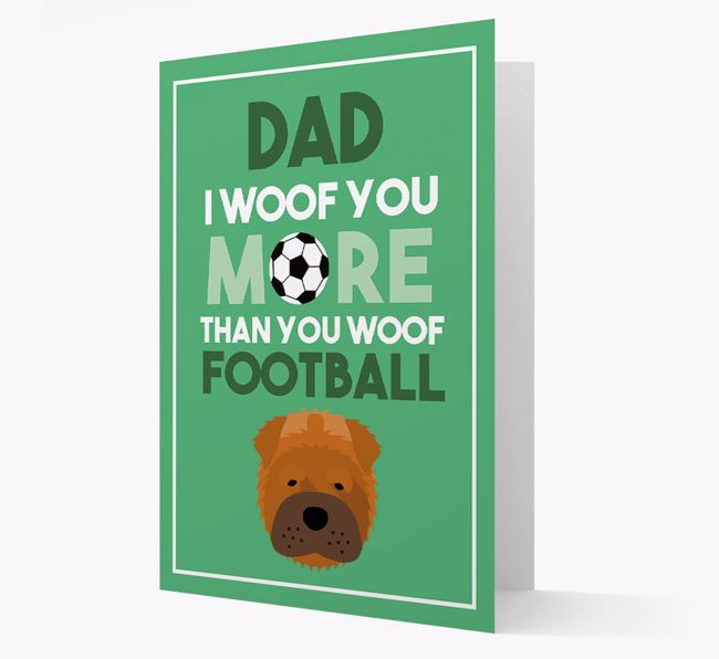 'Woof you more than you woof Football' Card with {breedFullName} Icon