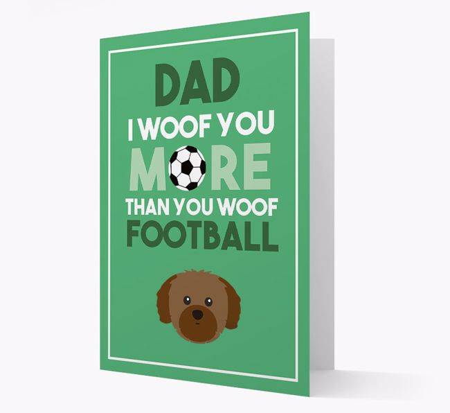 'Woof you more than you woof Football' Card with {breedFullName} Icon