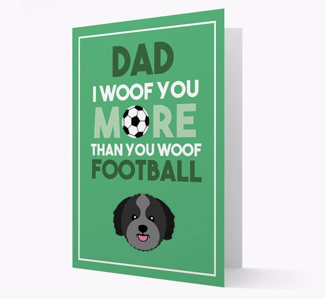 'Woof you more than you woof Football' Card with {breedFullName} Icon