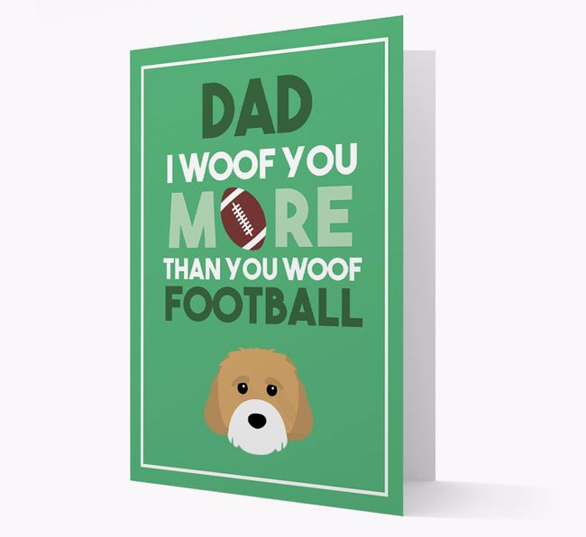 'Woof you more than you woof Football' Card with {breedFullName} Icon