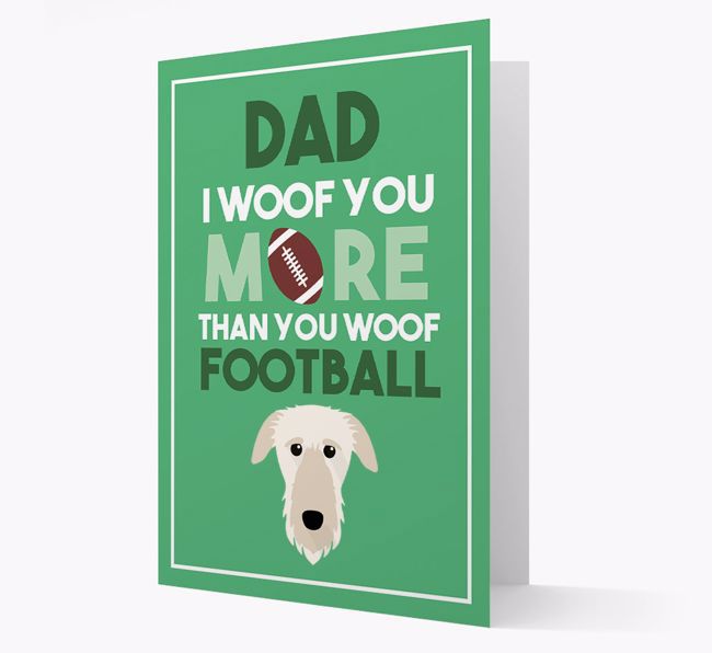 'Woof you more than you woof Football' Card with {breedFullName} Icon