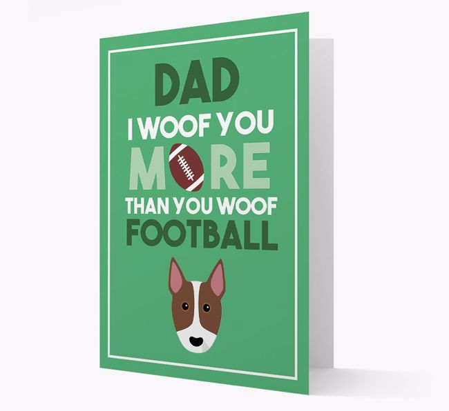 'Woof you more than you woof Football' Card with {breedFullName} Icon