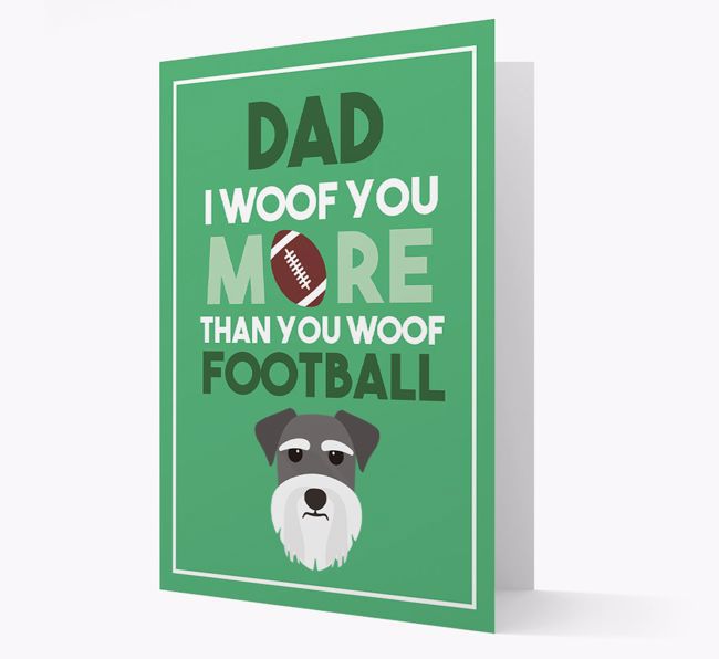 'Woof you more than you woof Football' Card with {breedFullName} Icon