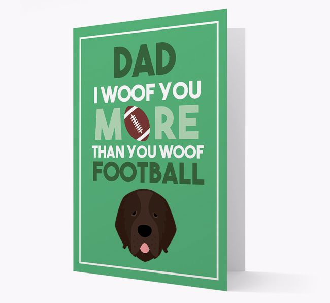 'Woof you more than you woof Football' Card with {breedFullName} Icon