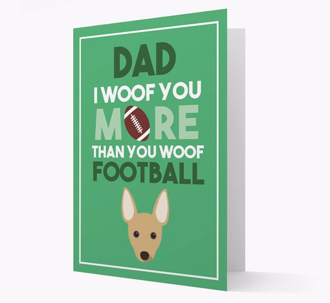 'Woof you more than you woof Football' Card with {breedFullName} Icon