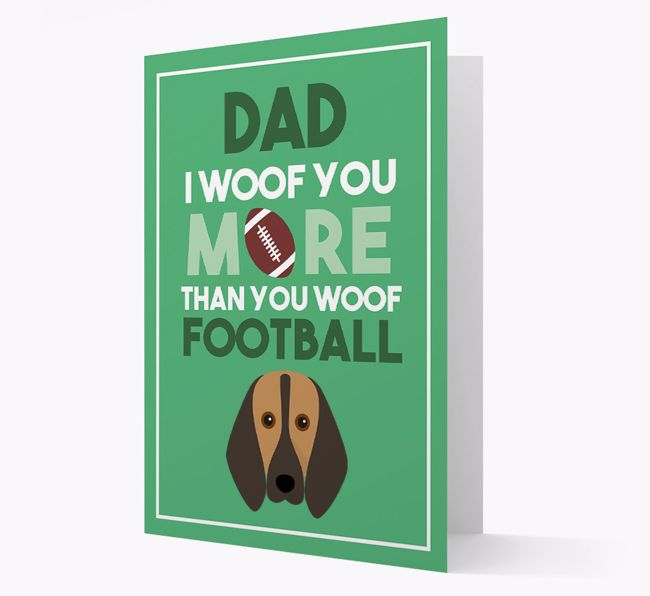 'Woof you more than you woof Football' Card with {breedFullName} Icon