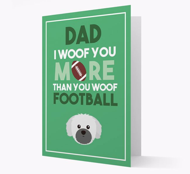 'Woof you more than you woof Football' Card with {breedFullName} Icon