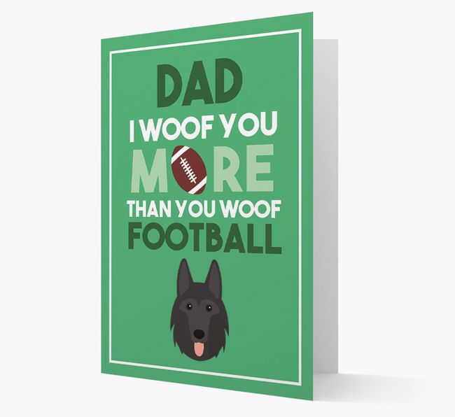 'Woof you more than you woof Football' Card with {breedFullName} Icon