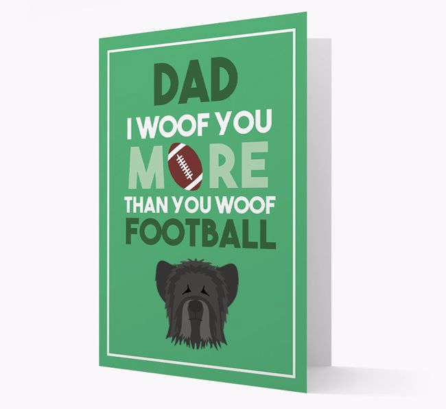 'Woof you more than you woof Football' Card with {breedFullName} Icon