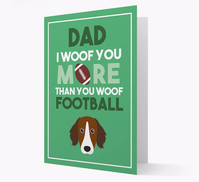 'Woof you more than you woof Football' Card with {breedFullName} Icon