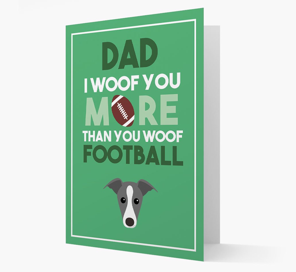 'Woof You More Than You Woof Football' - Personalized {breedFullName} Card - front