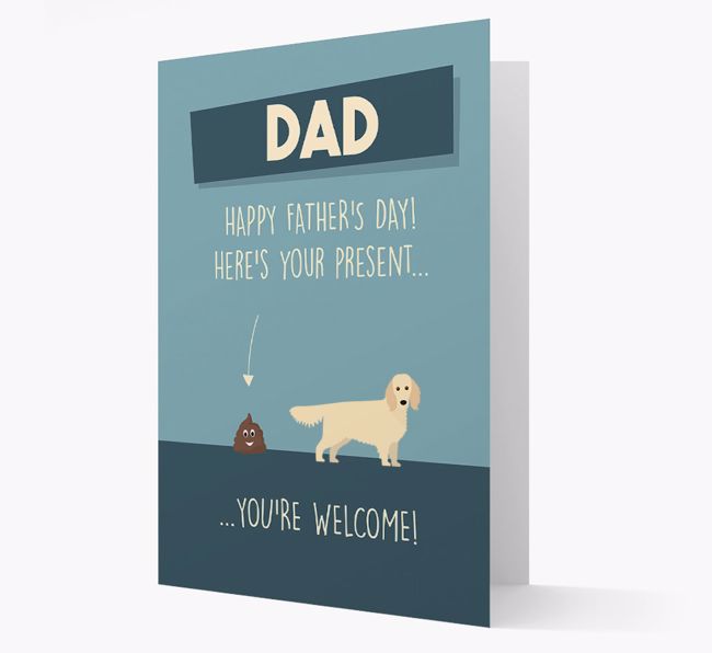 'Dad, here's your present...' Card for {breedFullName} Dad