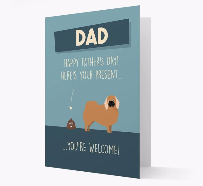 'Dad, here's your present...' Card for {breedFullName} Dad