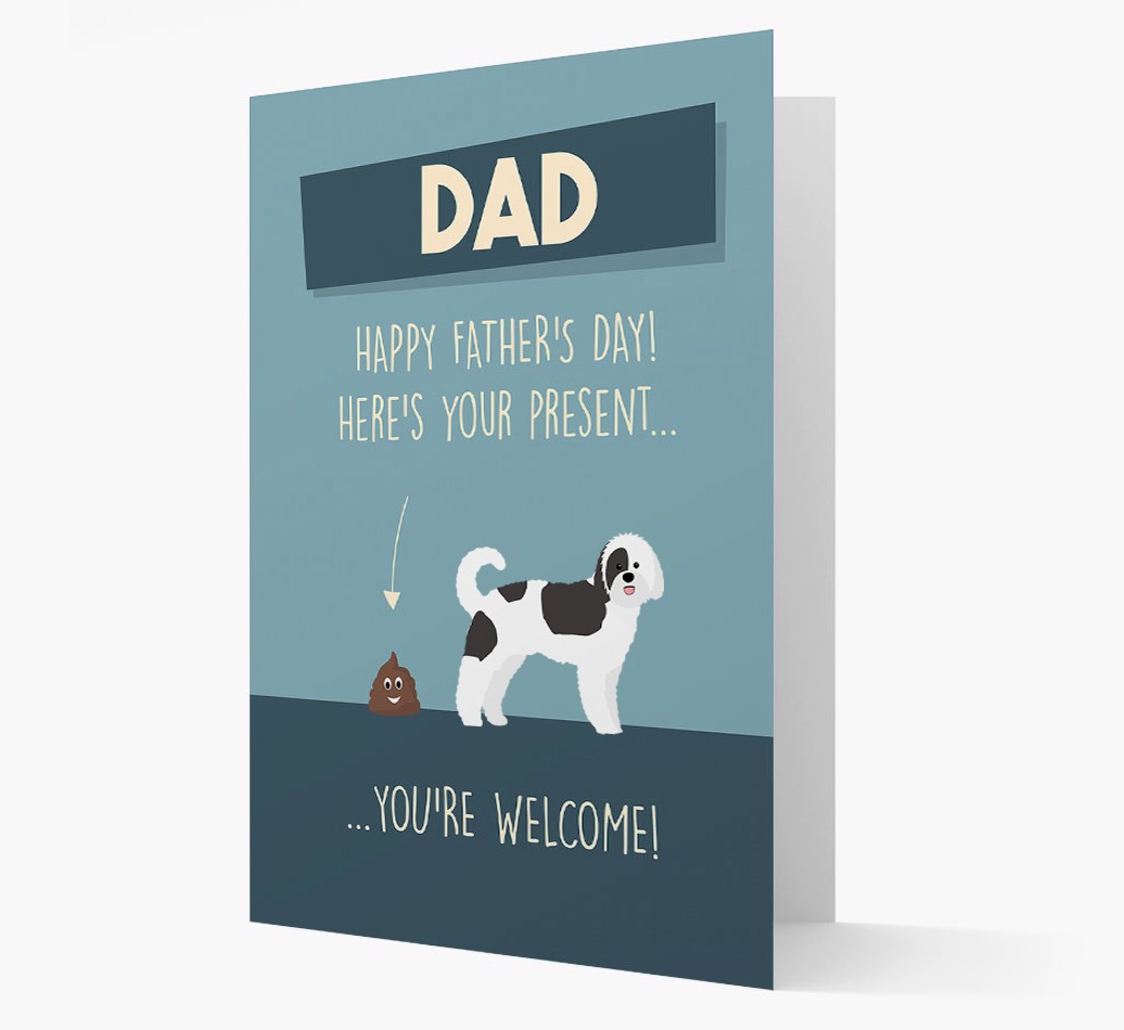 'Dad, Here's Your Present' - Personalised {breedFullName} Card- front