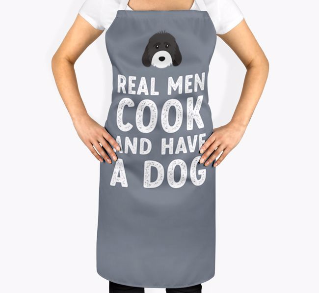 Real Men Cook And Have A Dog Apron with {breedFullName} Icon