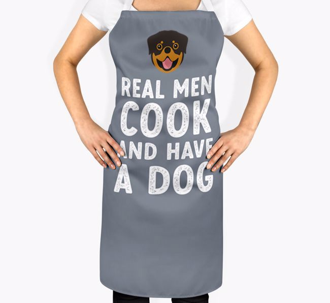Real Men Cook And Have A Dog Apron with {breedFullName} Icon