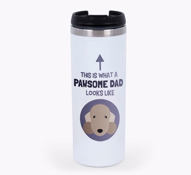 'This is what a pawsome Dad looks like!' Travel Mug with {breedFullName} Icon