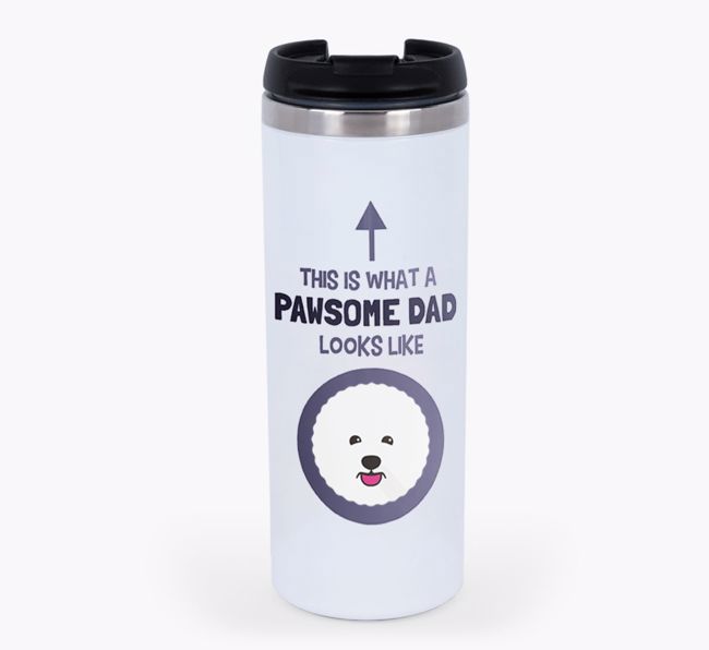 'This is what a pawsome Dad looks like!' Travel Mug with {breedFullName} Icon
